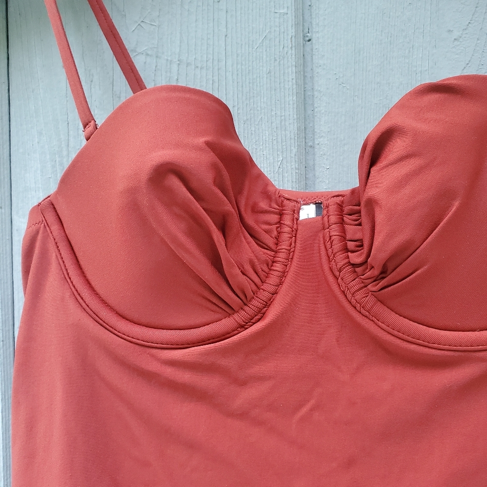 HP🎉 J. Crew Underwire Tankini Swim Top Rust Sz 0 - Picture 5 of 12